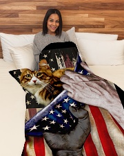 Independence Day with Cat Large Fleece Blanket - 60" x 80" aos-coral-fleece-blanket-60x80-lifestyle-front-05