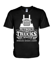 Homeless Hungry Truckin' V-Neck T-Shirt thumbnail