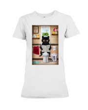 Cat Toilet Poster Premium Fit Ladies Tee tile