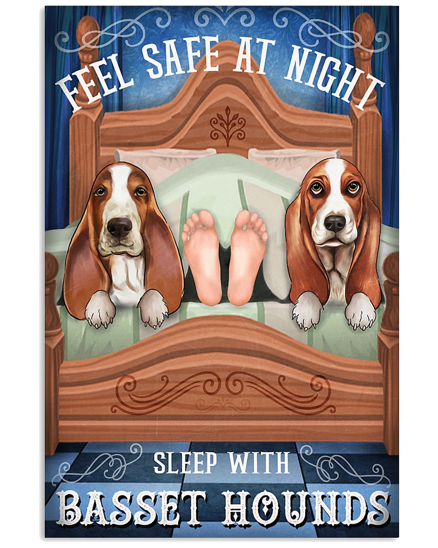 Basset Hound Feel Safe At Night 16x24 Poster