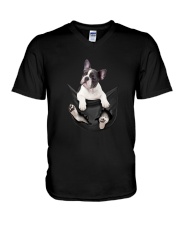 frenchie pocket V-Neck T-Shirt tile