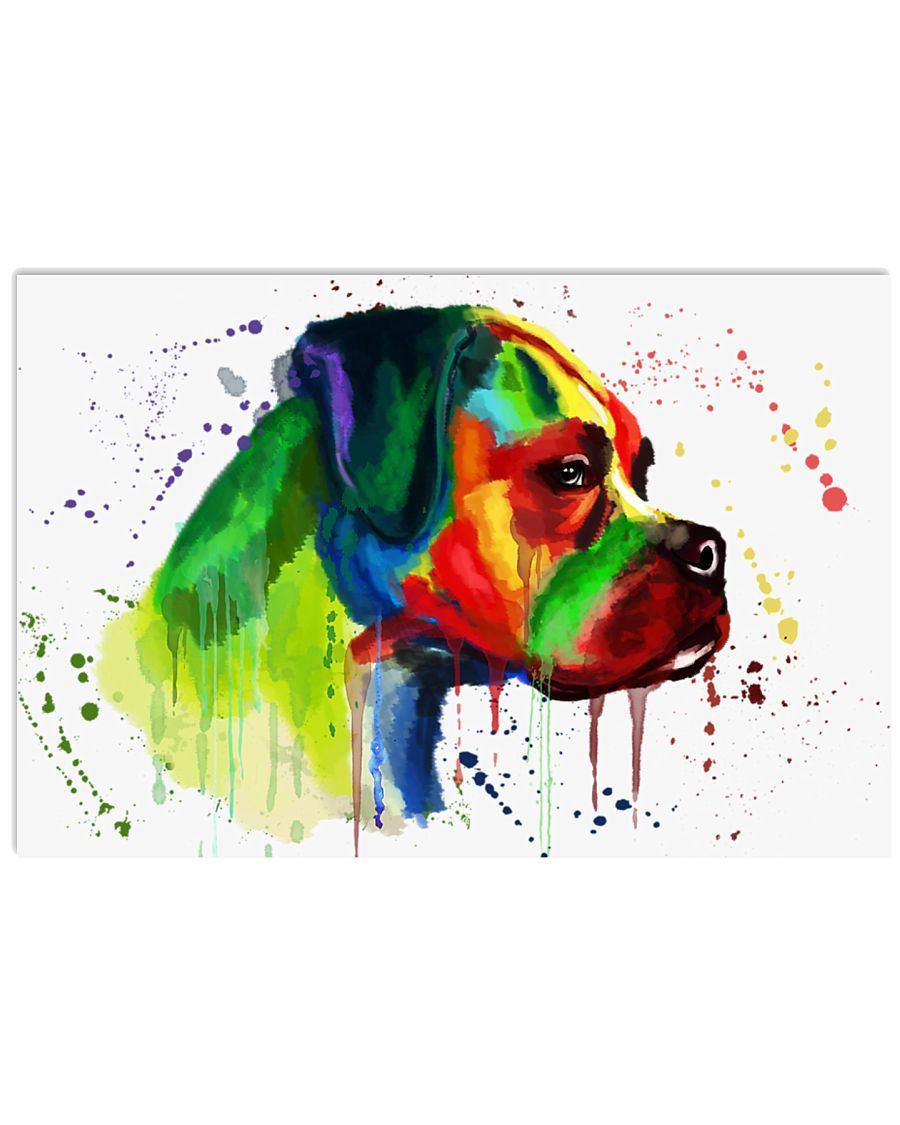 Boxer Water Color 17x11 Poster