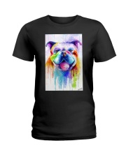 BullDog Poster Flow Art V2 Ladies T-Shirt thumbnail