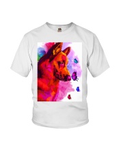 German Shepherd Buterfly Water Color Youth T-Shirt thumbnail