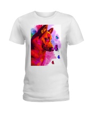 German Shepherd Buterfly Water Color Ladies T-Shirt thumbnail