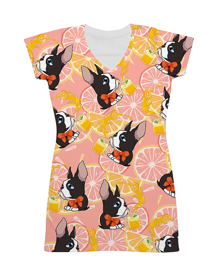 Boston terrier Orange All-over Dress