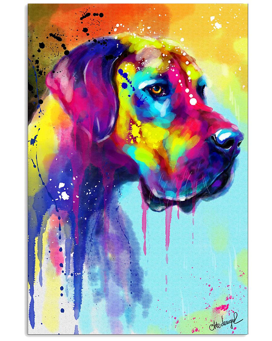 Great Dane Water Color Art Flow R10 11x17 Poster