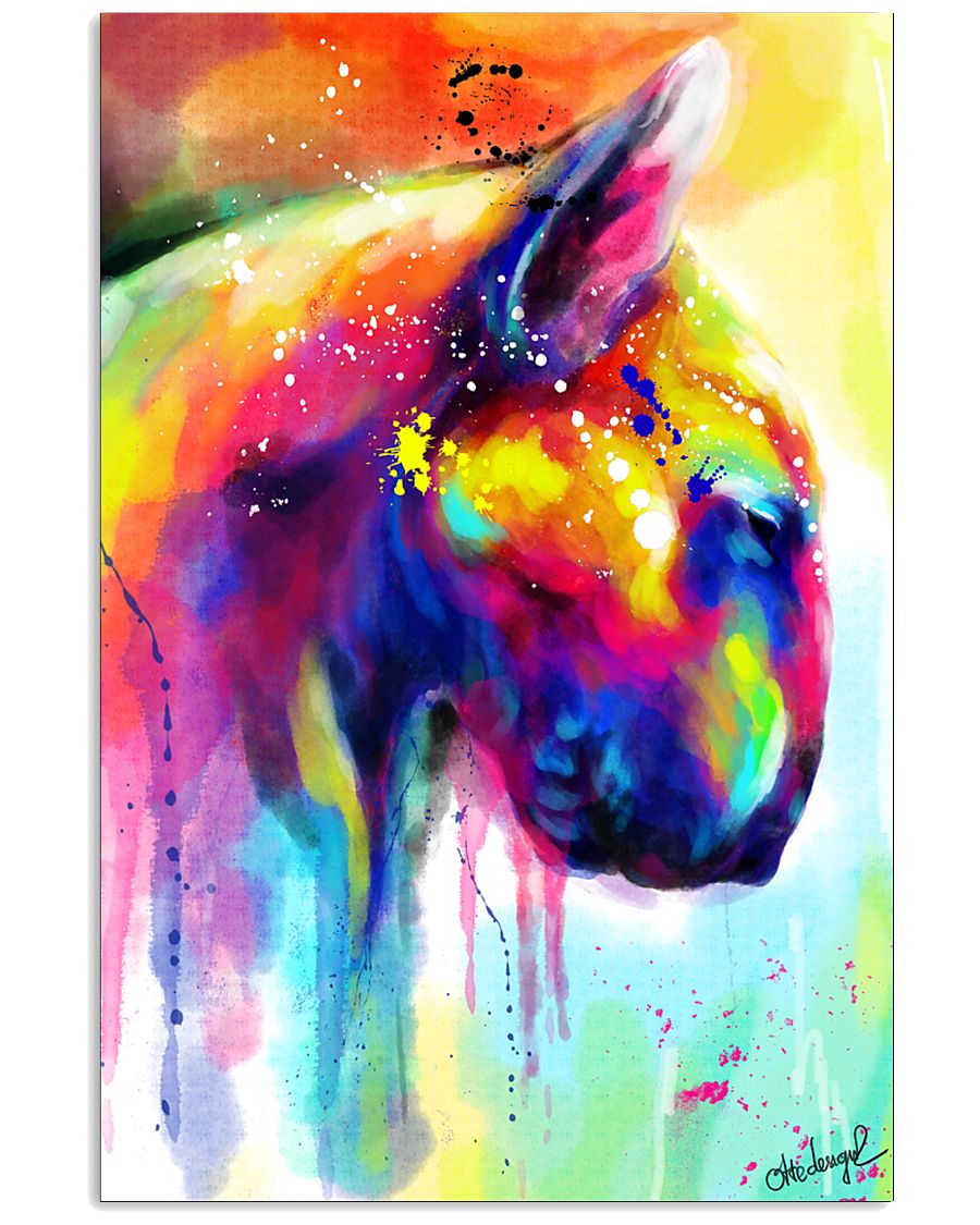 Bull Terrier Poster Water Color Art V11 11x17 Poster