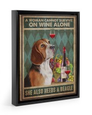 Beagle Wine 11x14 Black Floating Framed Canvas Prints thumbnail