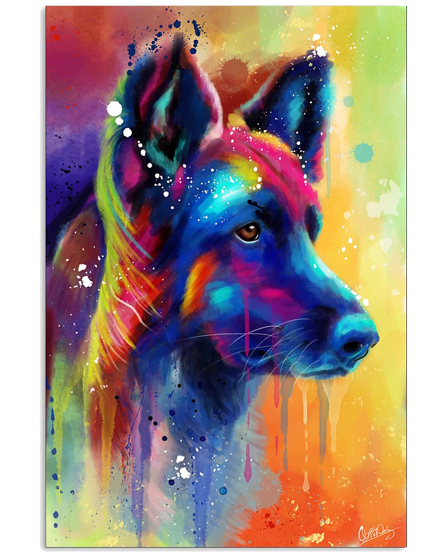 German Shepherd Water Color Art Flow A50 11x17 Poster