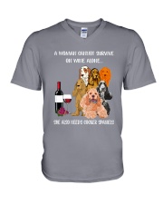 Cocker spaniel wine V-Neck T-Shirt tile