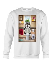 Alaskan Malamute Toilet Reading Newspaper Crewneck Sweatshirt thumbnail