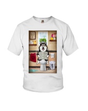 Alaskan Malamute Toilet Reading Newspaper Youth T-Shirt thumbnail