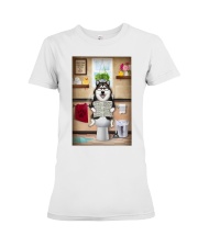 Alaskan Malamute Toilet Reading Newspaper Premium Fit Ladies Tee thumbnail