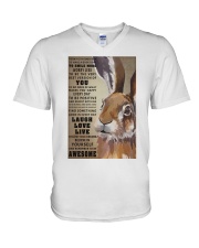 Rabbit to be awesome V-Neck T-Shirt tile