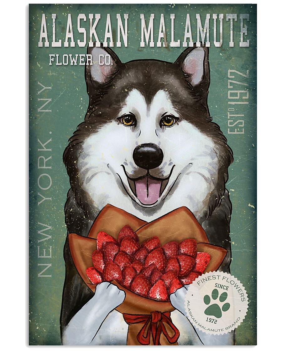 Alaskan Malamute Flower Company 24x36 Poster