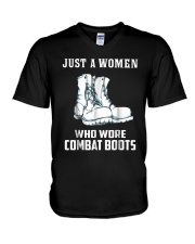 Who Wore Combat Boots Veteran T-Shirt V-Neck T-Shirt thumbnail