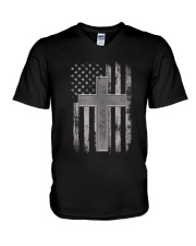 Thin Silver Line Corrections Officer Prayer Shirt V-Neck T-Shirt thumbnail