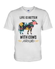 Life is Better With Cows Around Shirt V-Neck T-Shirt thumbnail