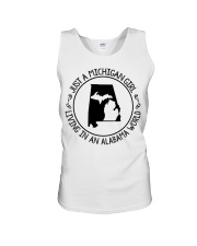 MICHIGAN GIRL LIVING IN ALABAMA Unisex Tank tile