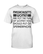 Put on speakerphone not Massachusetts women Classic T-Shirt tile