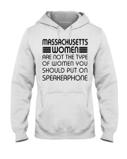 Put on speakerphone not Massachusetts women Hooded Sweatshirt tile