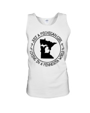 MICHIGAN GIRL LIVING IN MINNESOTA Unisex Tank tile