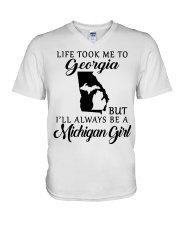 LIFE TOOK TO GEORGIA BE A MICHIGAN GIRL V-Neck T-Shirt tile