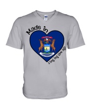 Heart Made In Michigan A Long Time Ago V-Neck T-Shirt tile