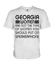 Should put on speakerphone not Georgia women V-Neck T-Shirt tile