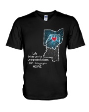 OHIO MISSISSIPPI LOVE BRINGS YOU HOME V-Neck T-Shirt tile