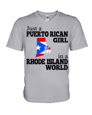 PUERTO RICAN GIRL IN RHODE ISLAND V-Neck T-Shirt tile