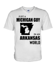 MICHIGAN GUY IN ARKANSAS V-Neck T-Shirt tile