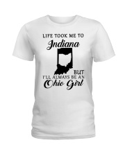 OHIO GIRL LIFE TOOK ME TO INDIANA Ladies T-Shirt tile