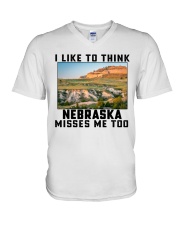 Nebraska Misses Me Too V-Neck T-Shirt tile