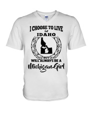 Michigan Girl I Choose To Live In Idaho V-Neck T-Shirt tile