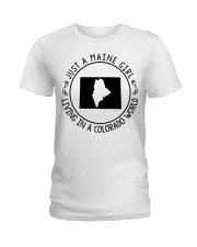 MAINE GIRL LIVING IN COLORADO Ladies T-Shirt tile