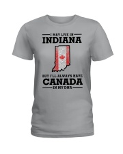 LIVE IN INDIANA CANADA IN MY DNA Ladies T-Shirt tile