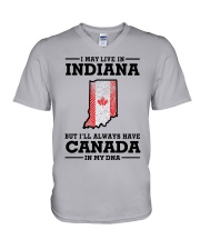 LIVE IN INDIANA CANADA IN MY DNA V-Neck T-Shirt tile