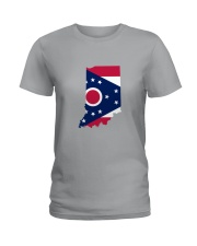 OHIO FLAG IN INDIANA Ladies T-Shirt tile