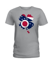 Flag Ohio Four Leaf Clover Ladies T-Shirt tile