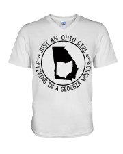 OHIO GIRL LIVING IN GEORGIA V-Neck T-Shirt tile