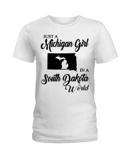 MICHIGAN GIRL IN SOUTH DAKOTA Ladies T-Shirt tile