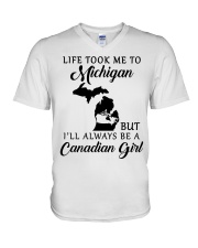 LIFE TOOK ME TO MICHIGAN BE A CANADIAN GIRL V-Neck T-Shirt tile