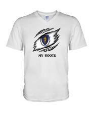 Flag Massachusetts My Roots V-Neck T-Shirt tile