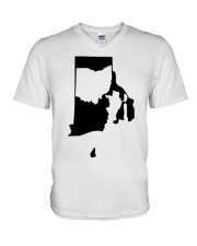 Map Ohio In Rhode Island V-Neck T-Shirt tile