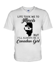 LIFE TOOK ME TO ILLINOIS BE A CANADIAN GIRL V-Neck T-Shirt tile