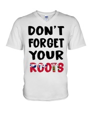 Manitoba Flag Don't Forget Your Roots V-Neck T-Shirt tile