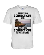 I Am Missing Connecticut V-Neck T-Shirt tile