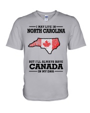 LIVE IN NORTH CAROLINA CANADA IN MY DNA V-Neck T-Shirt tile